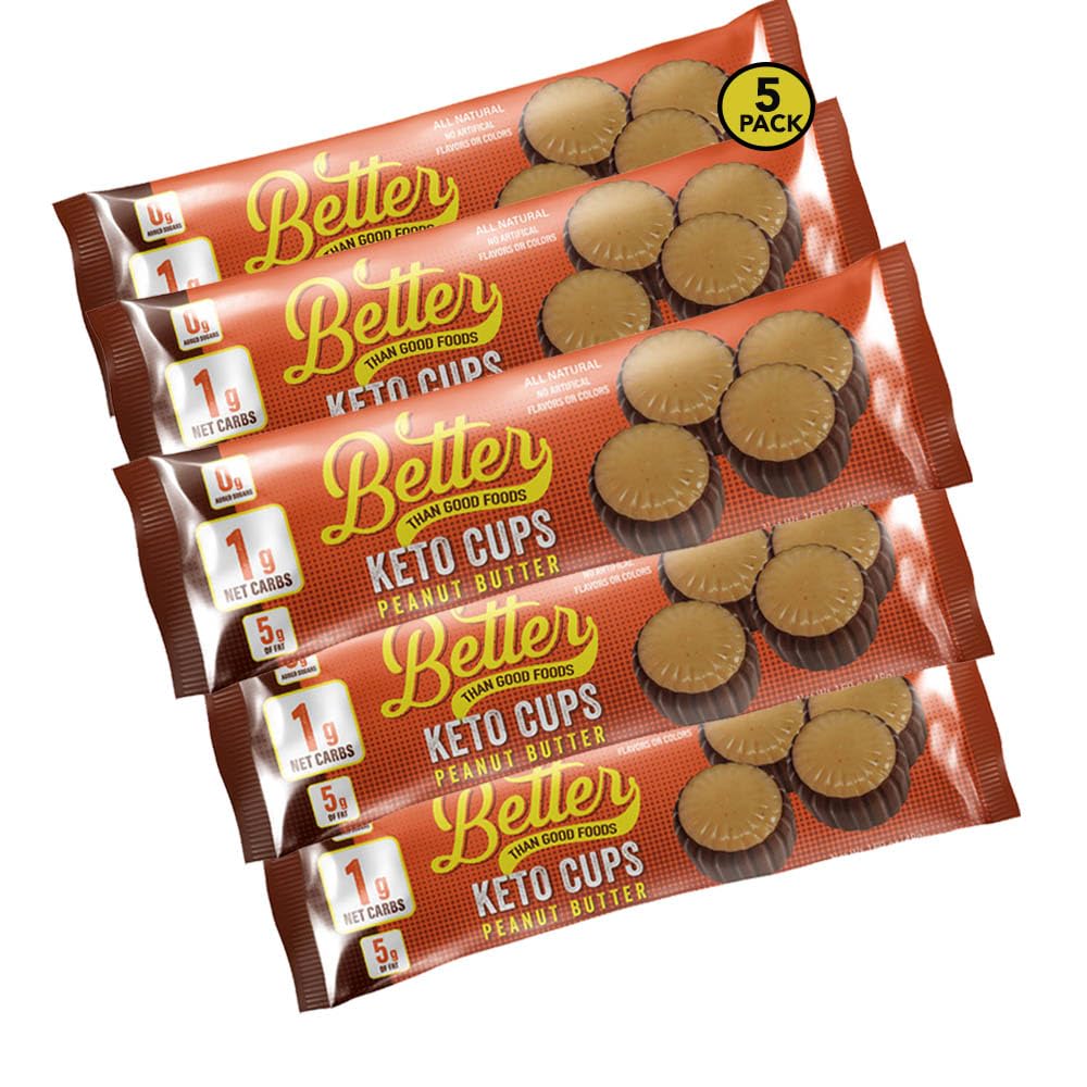 Better Than Good Keto Chocolate Peanut Butter Cups - Low Carb Buckeyes, Healthy, Gluten Free, Low Calorie & 0g Added Sugar - Diabetic Friendly Protein