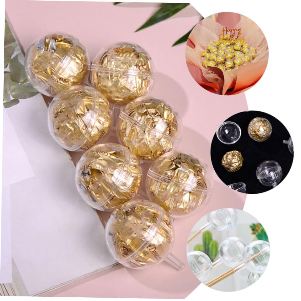 HOODANCOS 60Pcs Transparent Chocolate Ball Holders DIY Bouquet Support for Candy Truffles and Chocolates for Weddings Birthdays and Valentine Day
