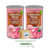 Global Basics 2 Pack of 82.5 oz Country Time Pink Lemonade Mix | 165 oz TOTAL | Includes A Global Basics Reusable Straw Set!