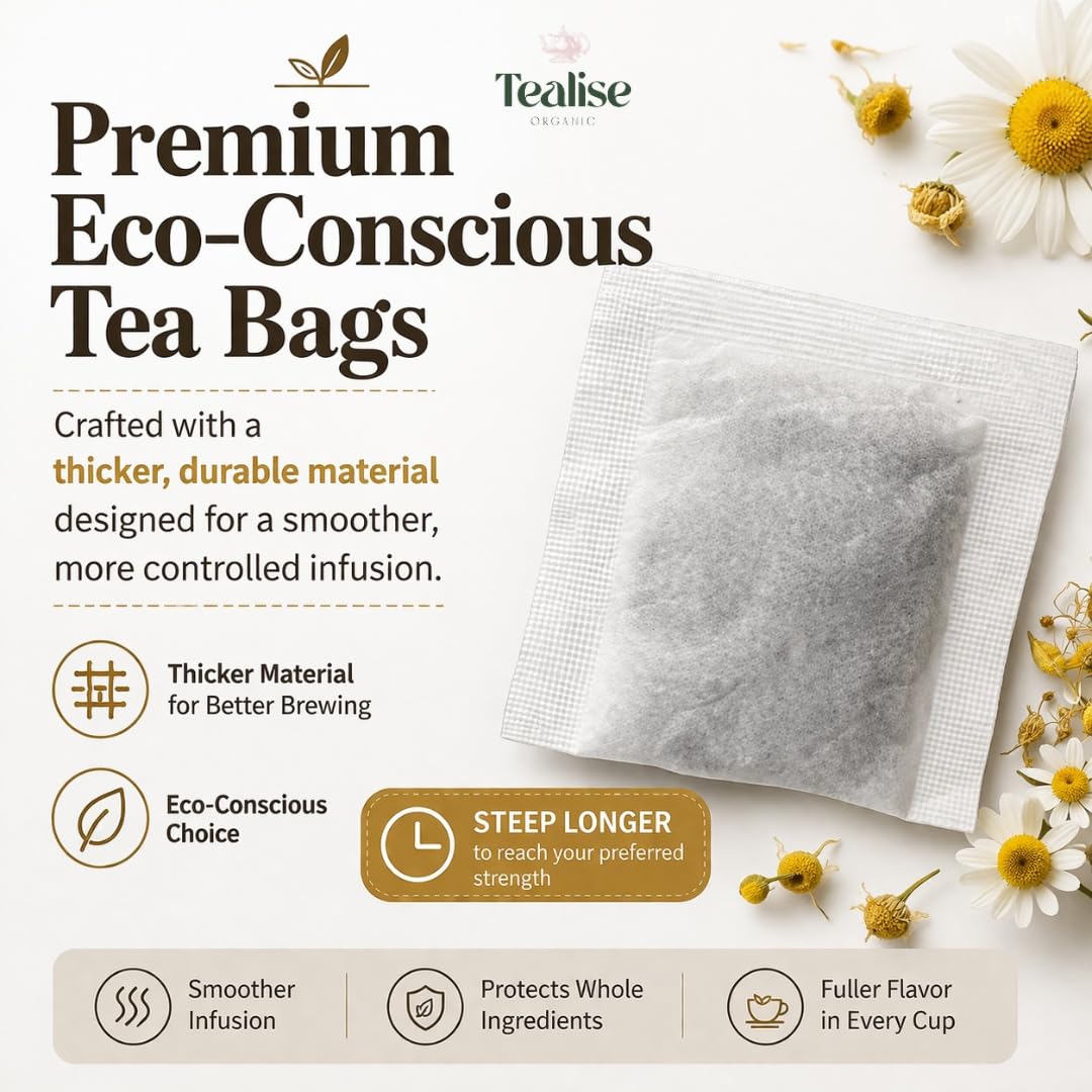 Organic Chamomile Tea Bags - Chamomile Herbal Tea - Caffeine Free Relaxation & Calm Tea - 100 Plant-Based Tea Bags - USDA Organic - Tealise