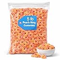 Peach Ring Gummies - 5 lb Bulk Bag - Sweet & Sour Peach Flavored Gummy Candy - Soft Chewy Candy for Parties, Candy Bowls, and Snacking