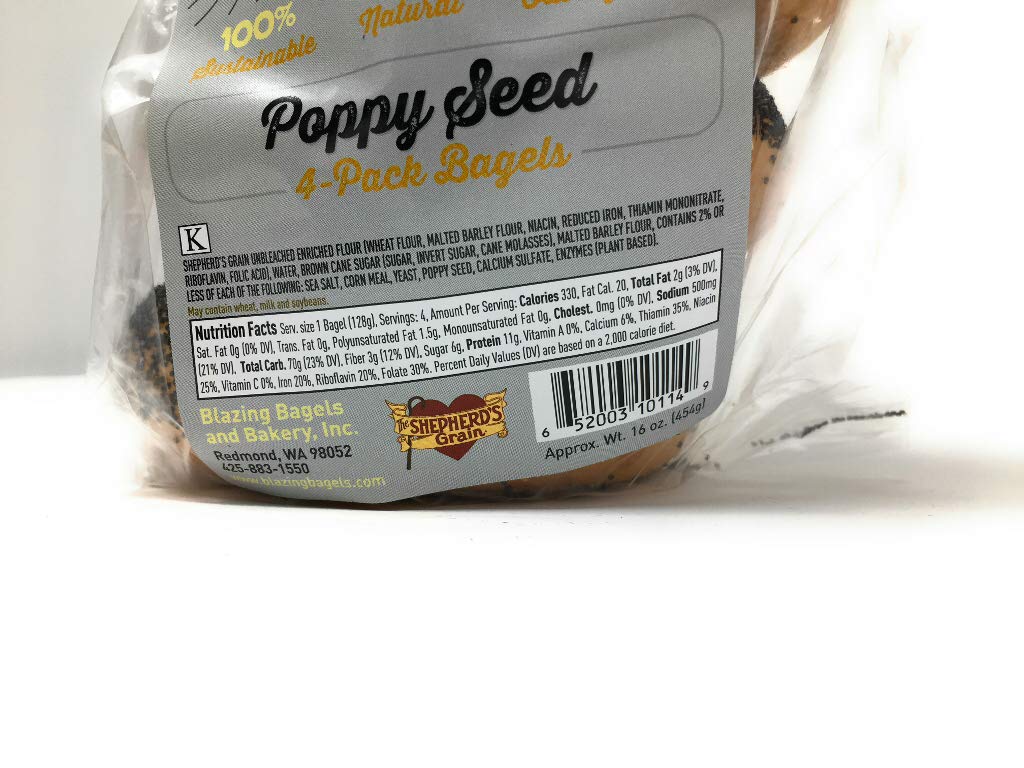 Blazing Bagels, Poppy, 4 Count
