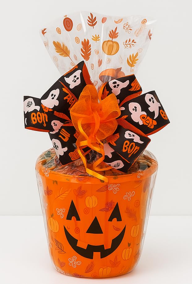 Halloween Pumpkin Gift Basket Hand-Crafted with your favorite chocolates, cookies, and candies