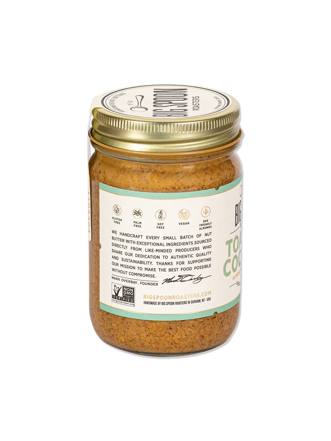 Big Spoon Roasters Toasted Coconut Almond Butter with Sea Salt - Keto Friendly, Low Sugar Almond Butter - Crunchy & Bee-Friendly Almonds - Gourmet