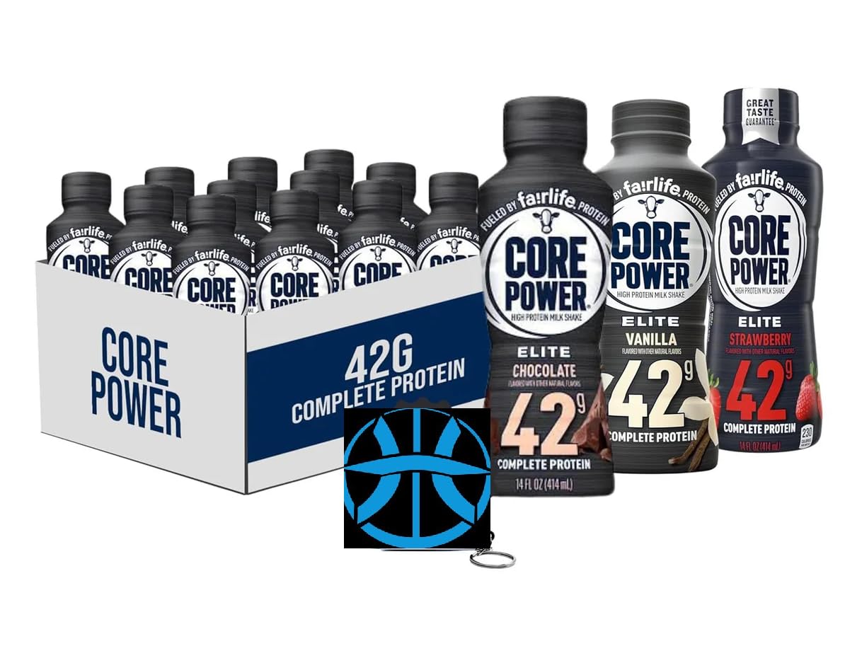 Fa!rlifePlan Power Core' Elite High Protein Milk Shake 42g (Pack of 12) 3 Flavor Pack - Chocolate, Vanilla and Strawberry 14 Fl bottles