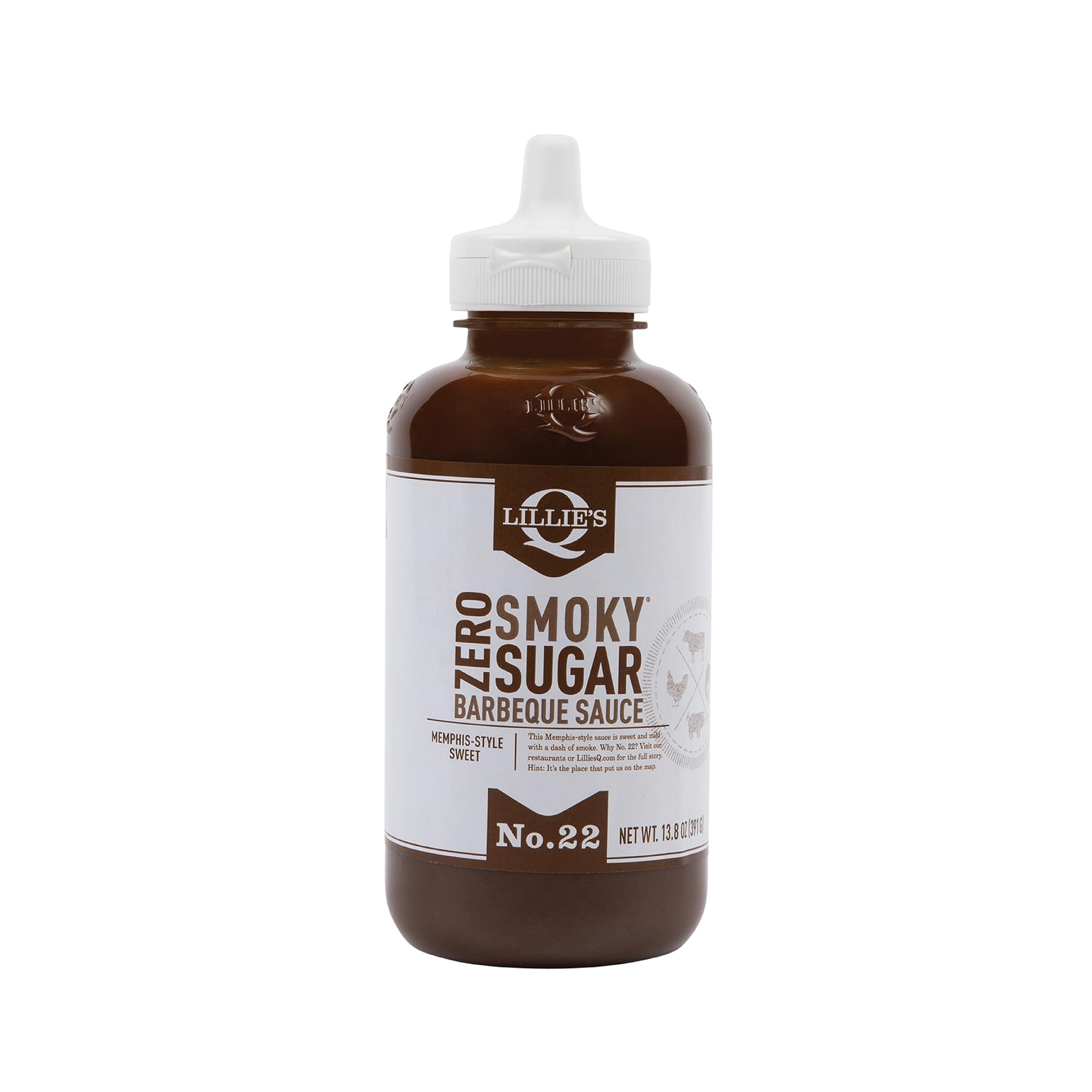 Lillie's Q - Zero Sugar Smoky BBQ Sauce, Sugar-Free, Low Calorie, Sweet & Smoky BBQ Flavor (13.8 oz)