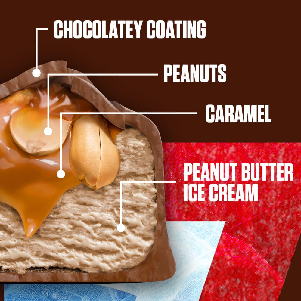 SNICKERS Ice Cream, Chocolate Caramel Peanut Butter Ice Cream Bars Individually Wrapped Dessert, 6 Pack, 2 Oz Bars