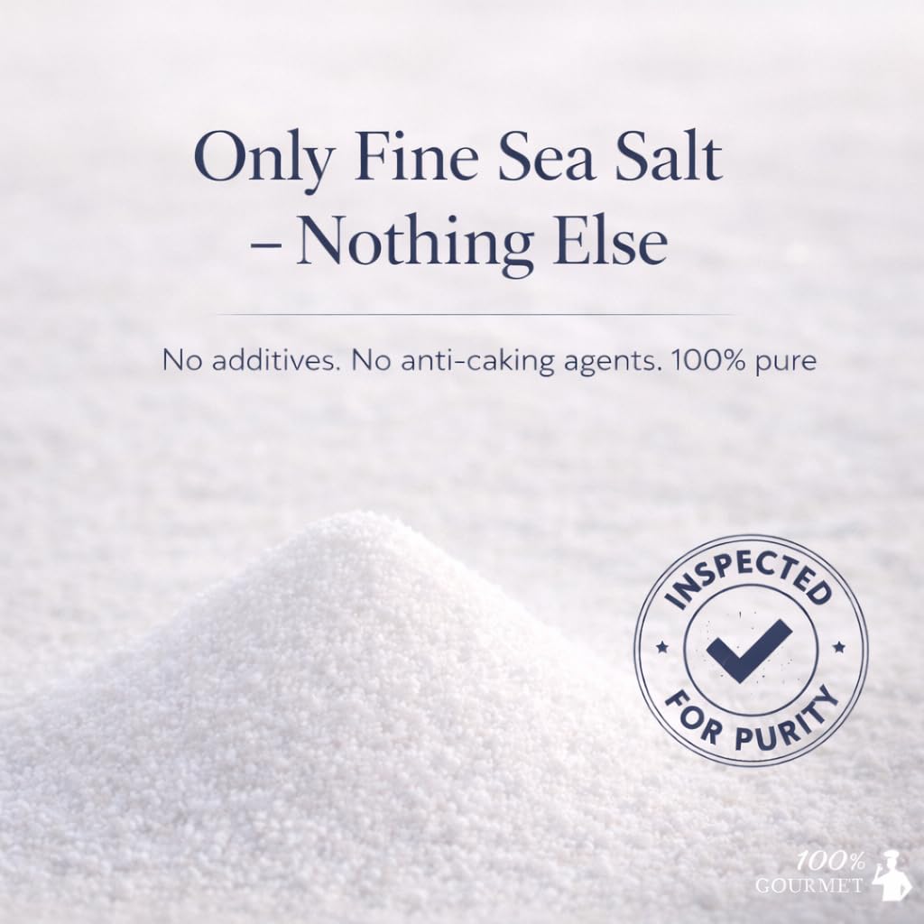 100% Gourmet Fine Sea Salt - Caribbean Sea Salt, Natural & Unrefined, Naturally Mineral-Balanced, Fine Grain Table Salt, Kosher (9 oz)