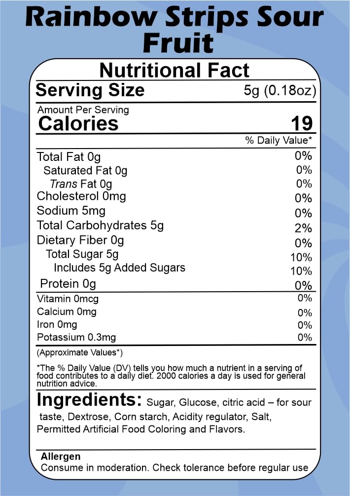 SMIBZE Natural Rainbow Strips Sour Fruit 150 GM (Pack of 1) SMIBZE