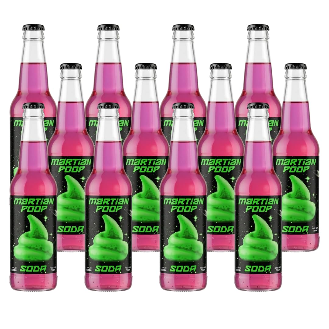 Rocket Fizz Martian Poop Marionberry Soda Flavor | Cane Sugar | Craft Soda Pop Drinks | 12 oz in Glass Bottle (12 Pack)