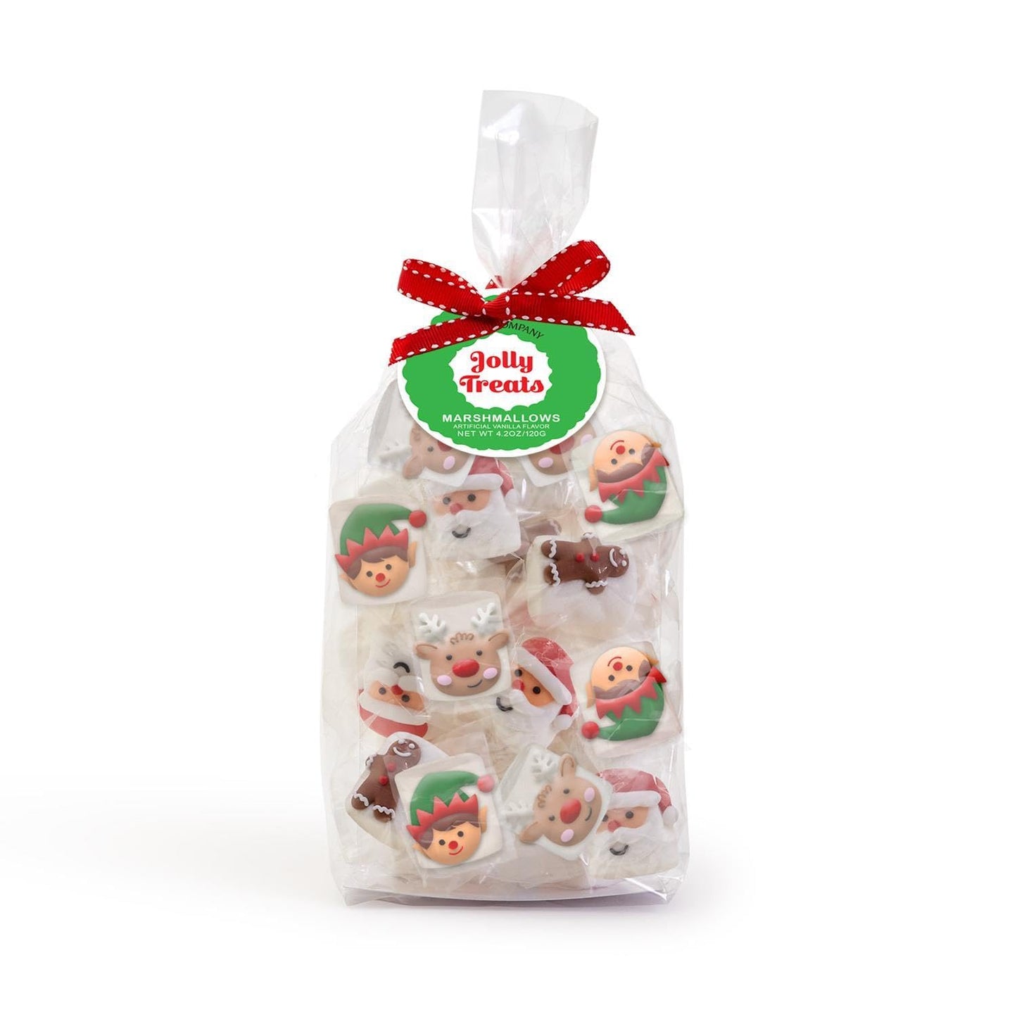 Two's Company Jolly Treats Vanilla Flavor Marshmallow Candy in Gift Bag, 4.2-Ounce, Sugar, Multicolor