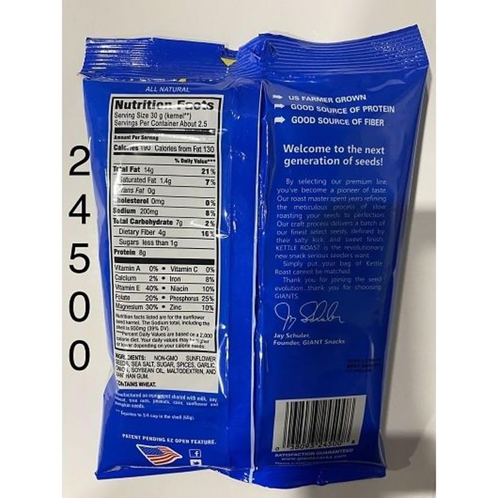 Giants Fresh Cracked Pepper Kettle Roast Sunflower Seed, 5 Ounce -- 12 per case.