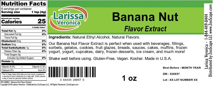 Banana Nut Flavor Extract (1 oz, ZIN: 528857)
