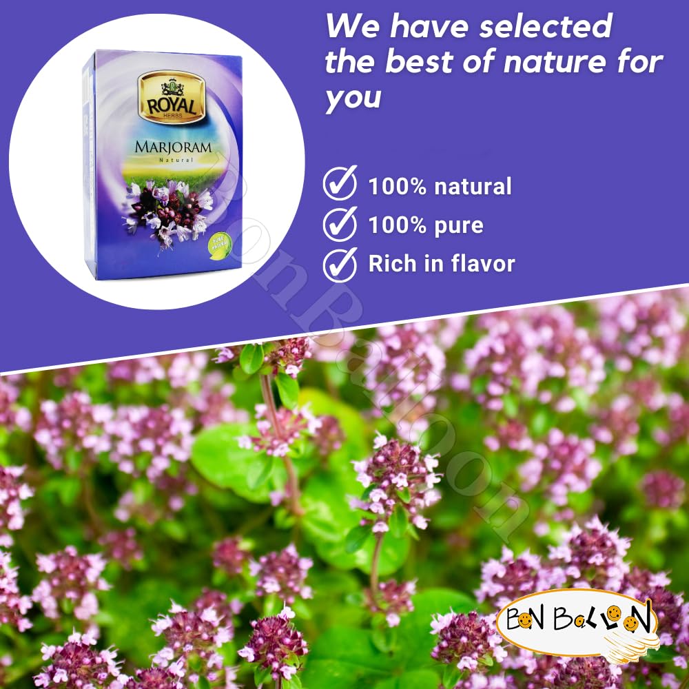 Royal Tea Egyptian Marjoram Tea Bags Pure Natural Flavor Herbal Flower No Caffeine No Artificial Flavors No Additives Traditional Spice 48 Tea Bags