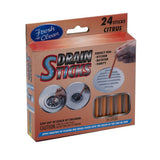 Drain Sticks - Citrus - 24 Sticks Drain Cleaning and Sanitation Sink Freshener Keep Odor Free