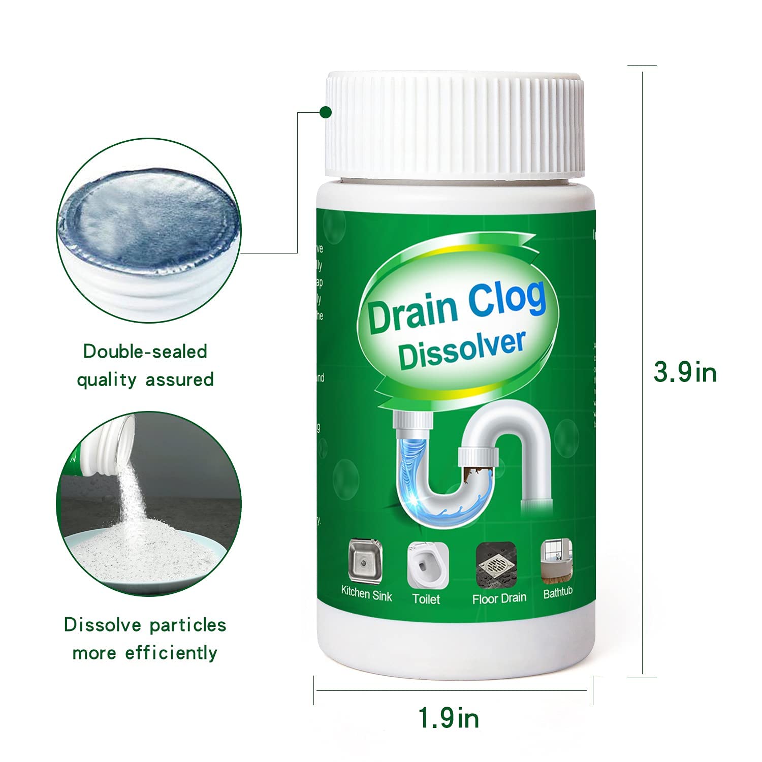 2pcs Pipe Dredge, Bubble Bombs Drain Cleaner, Powerful Sink and Drain Cleaner, Portable Powder Cleaning Tool, Super Clog Remover, Powder Agent