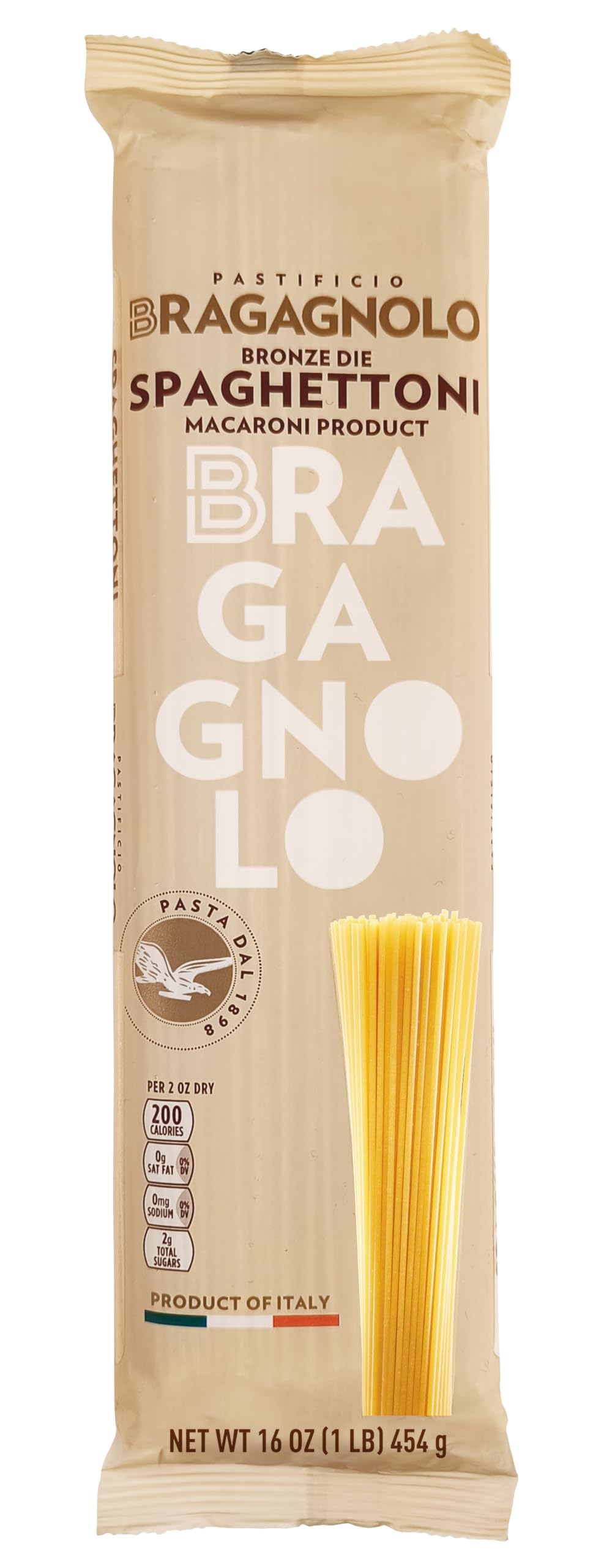 Pastificio Bragagnolo, Spaghettoni 805 Bronze-Drawn, 100% Italian Pasta, Made with Durum Wheat Semolina Flour, Non GMO (1 Pound Bag)