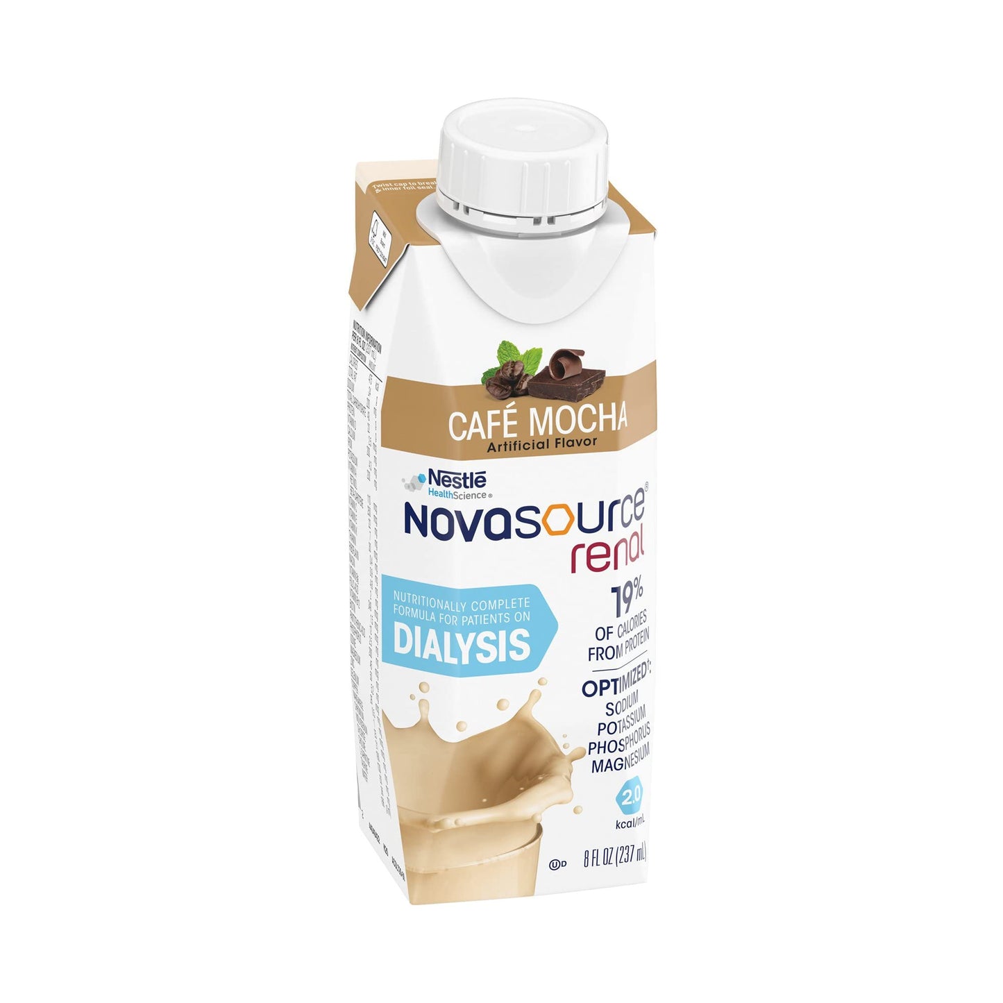 Nestle Novasource Renal Nutritionally Complete Formula Café Mocha Flavor 8 oz Carton 24 Ct