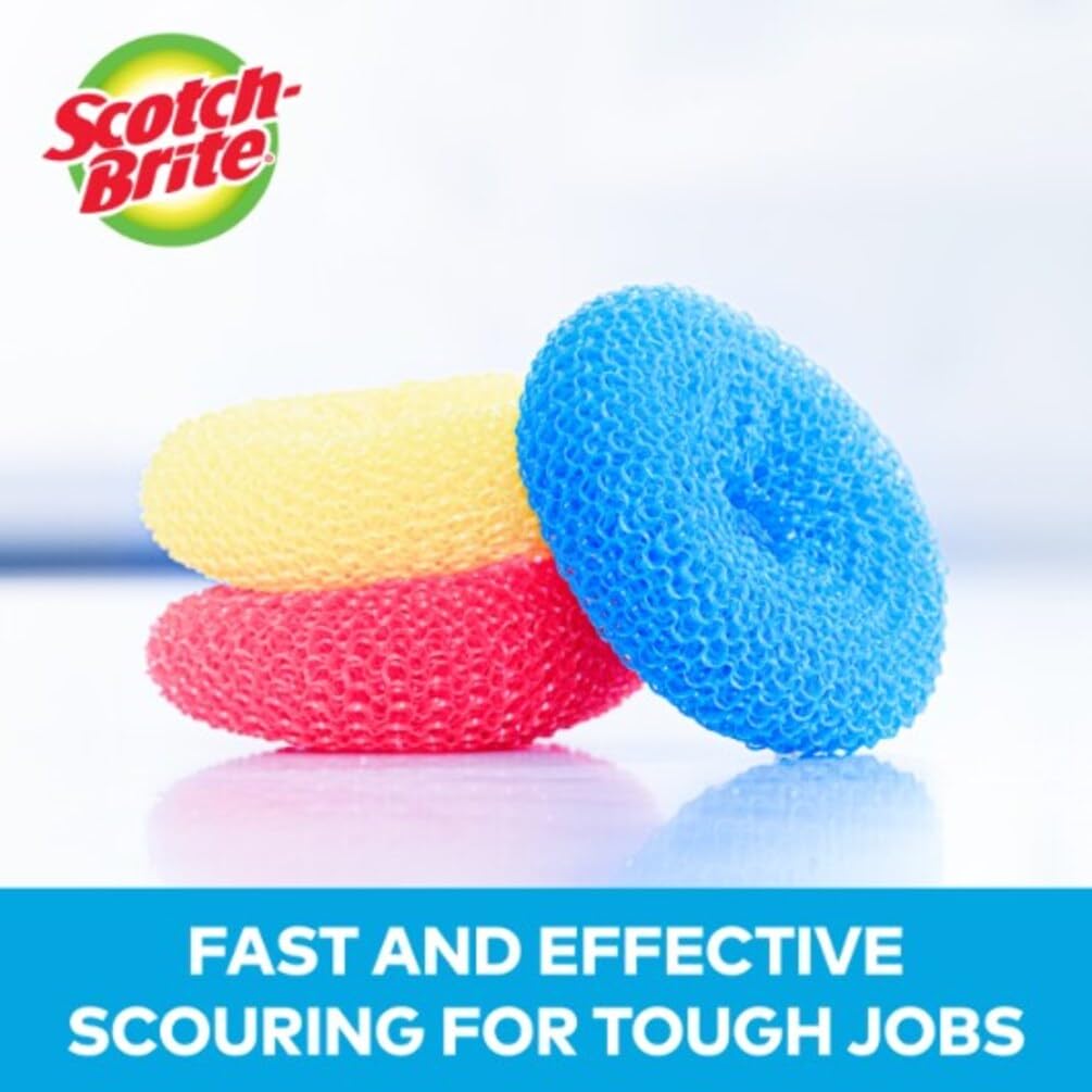 Scotch-Brite Non-Scratch Scouring Pads - Plastic Dish Scrubbers for Kitchen Cleaning, Safe on Non-Stick Cookware & Surfaces, Easy-Rinse Reusable Scrub