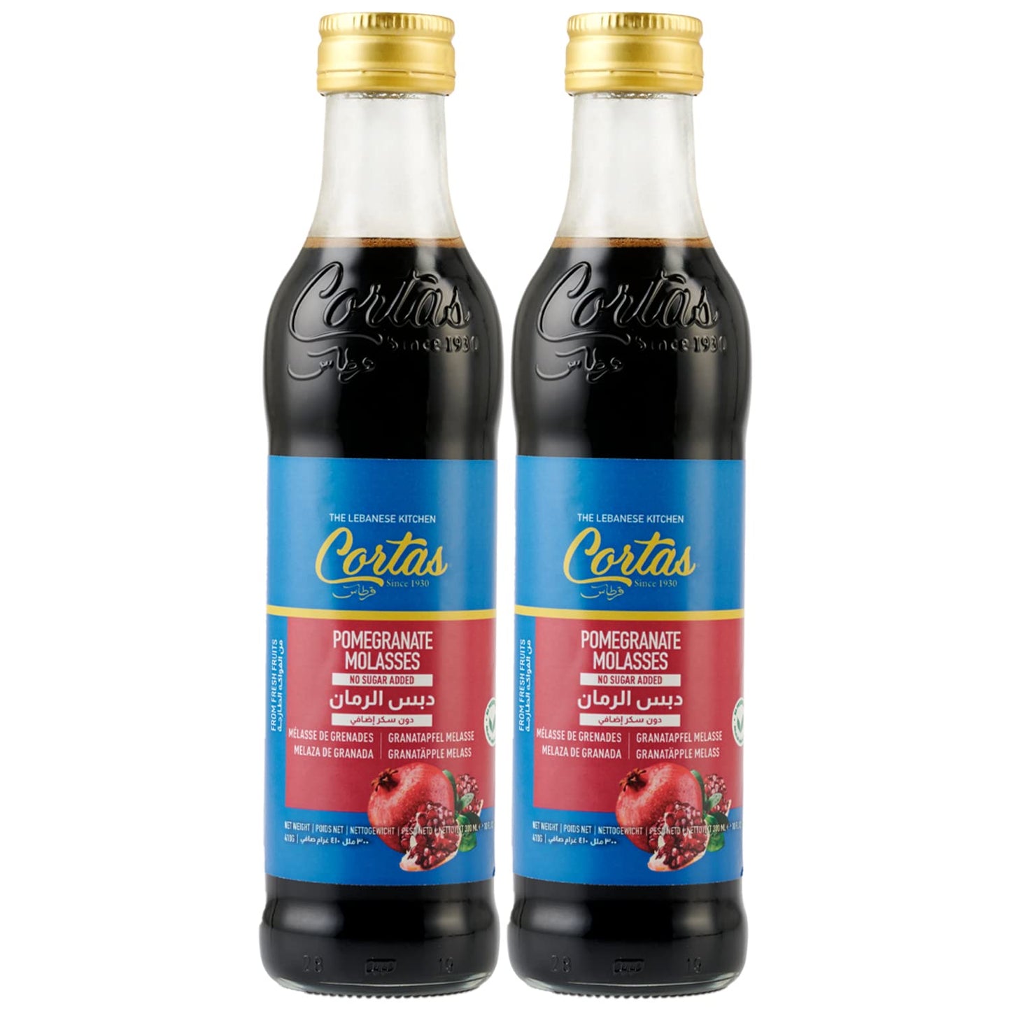 Cortas - Pomegranate Molasses, No Sugar Added, 300ml (10 fl. oz), Pack of 2