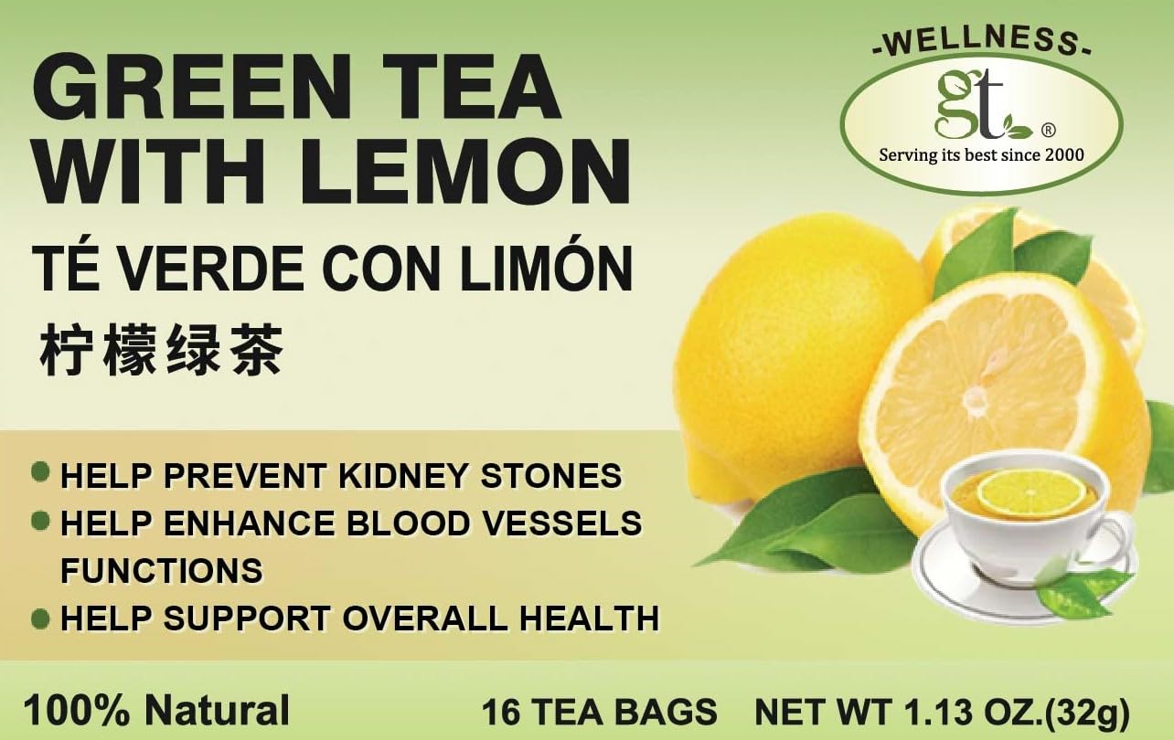 GT Green Tea with Lemon, 1.13 Ounce Box (16 Tea Box)
