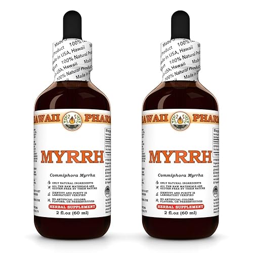 Hawaii Pharm Myrrh Liquid Extract, Professional Grade, Small Batch Crafted Myrrh (Commiphora myrrha) Tincture Herbal Supplement, 2x2 fl.oz