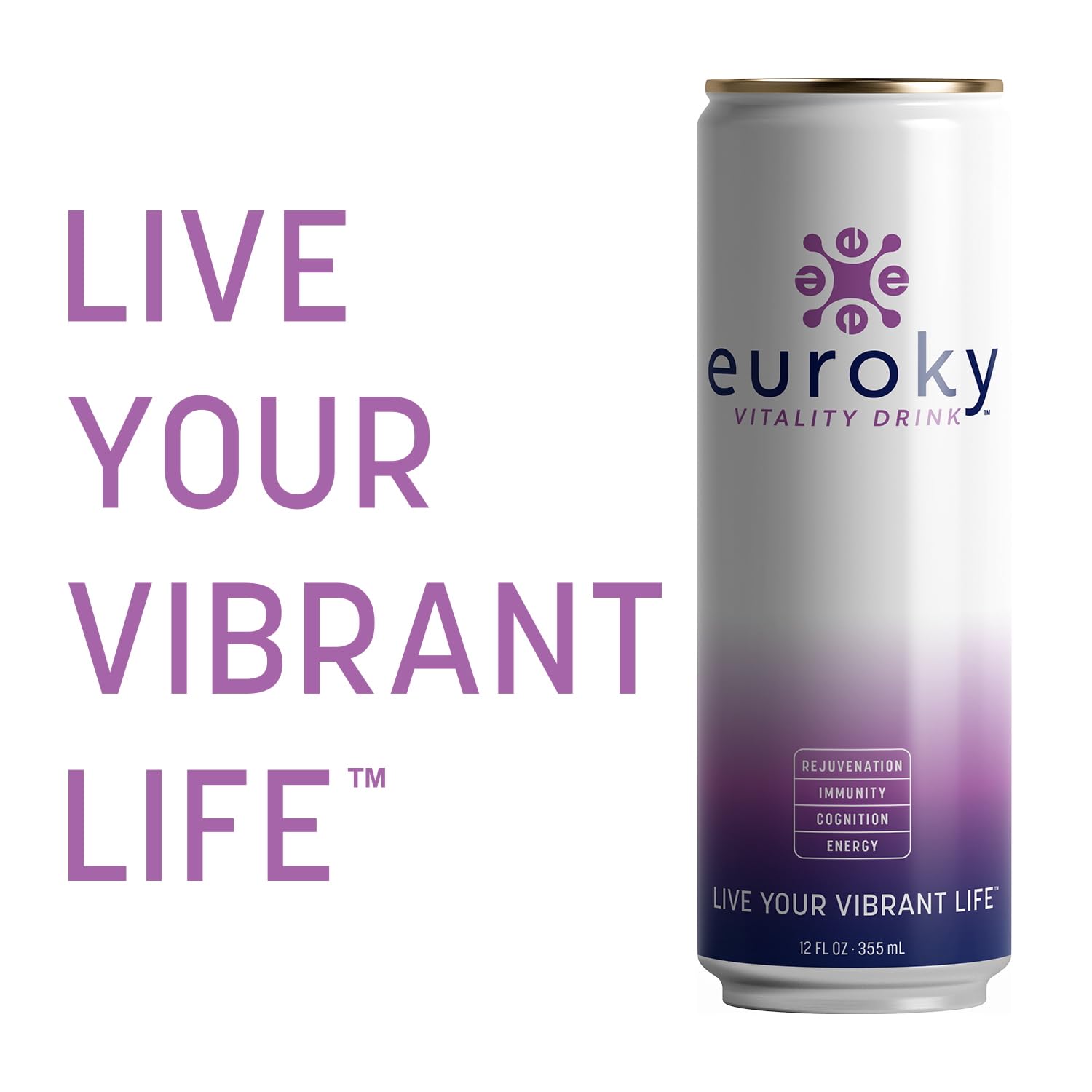 Euroky Vitality Drink, Wellness Beverage - Rejuvenation, Immunity, Cognition and Energy Support, 12 fl oz