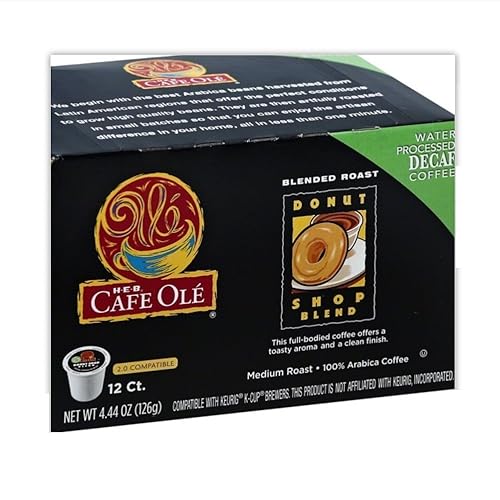 HEB Cafe Ole Donut Shop Blend Coffee DECAF 12 CT Pods - 1 Box