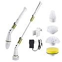 Electric Spin Scrubber Upgraded Power Scrubber 360 Cordless Tub and Tile Scrubber with 4 Replaceable Shower Scrubber Brush Heads, 1 Extension Arm