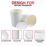 Smygoods White Disposable Paper Coffee Cups with Lids (8 OZ, 100 Count) For Hot Beverages, Tea, Espresso, Cocoa - To Go Drink Containers, Café