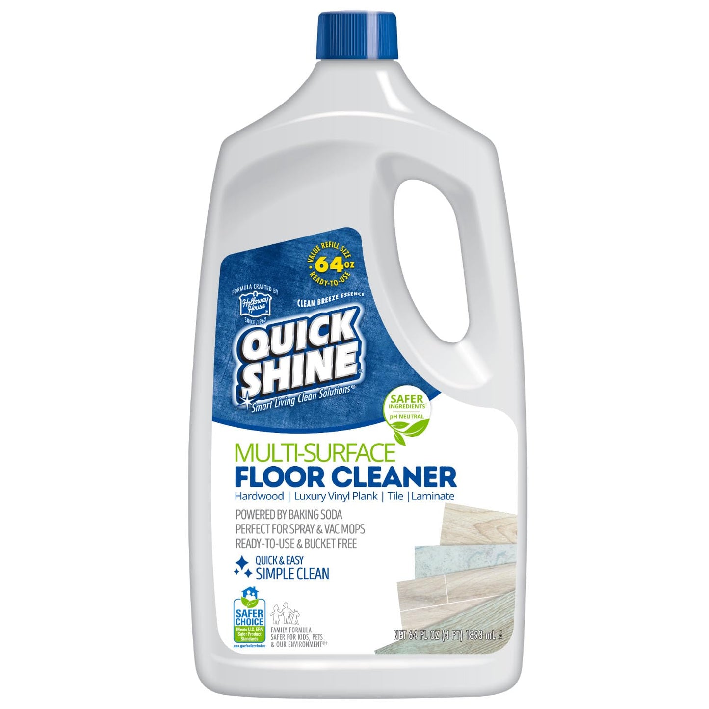 Quick Shine Multi Surface Floor Cleaner 64oz, Ready to Use-Streak Free-No Rinse, Use on Hardwood, Laminate, Luxury Vinyl Plank & Stone, Use in Spray