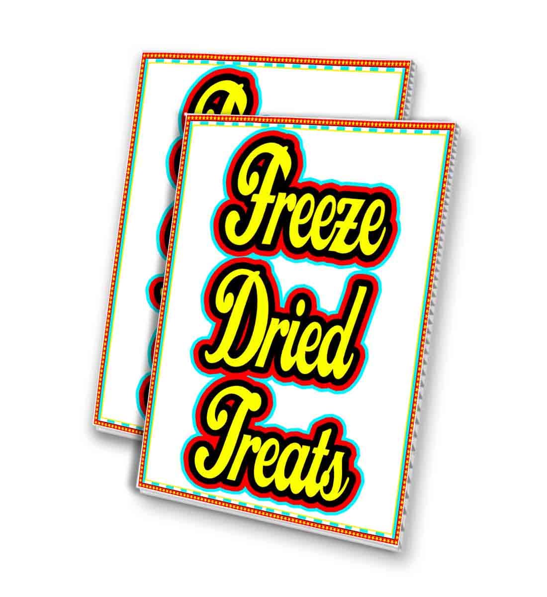 Freeze Dried Treats (24" X 36") 4mm Corrugated Plastic Panel, Graphics Applied to 1 Side (Pk of 2) | Fair Food, Desserts, Sweets, Snacks