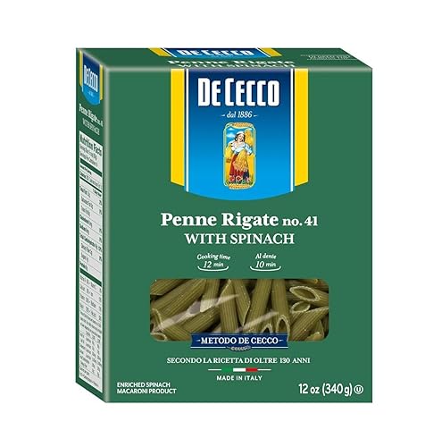 De Cecco Spinach Pasta, Penne Rigate No.41, 12 Ounce