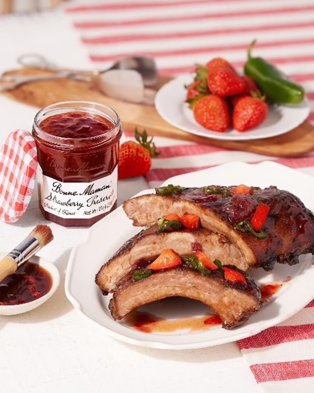 Bonne Maman Strawberry Preserves, 13 oz Glass Jars (Pack of 6) - Non-GMO, Made with Simple Ingredients