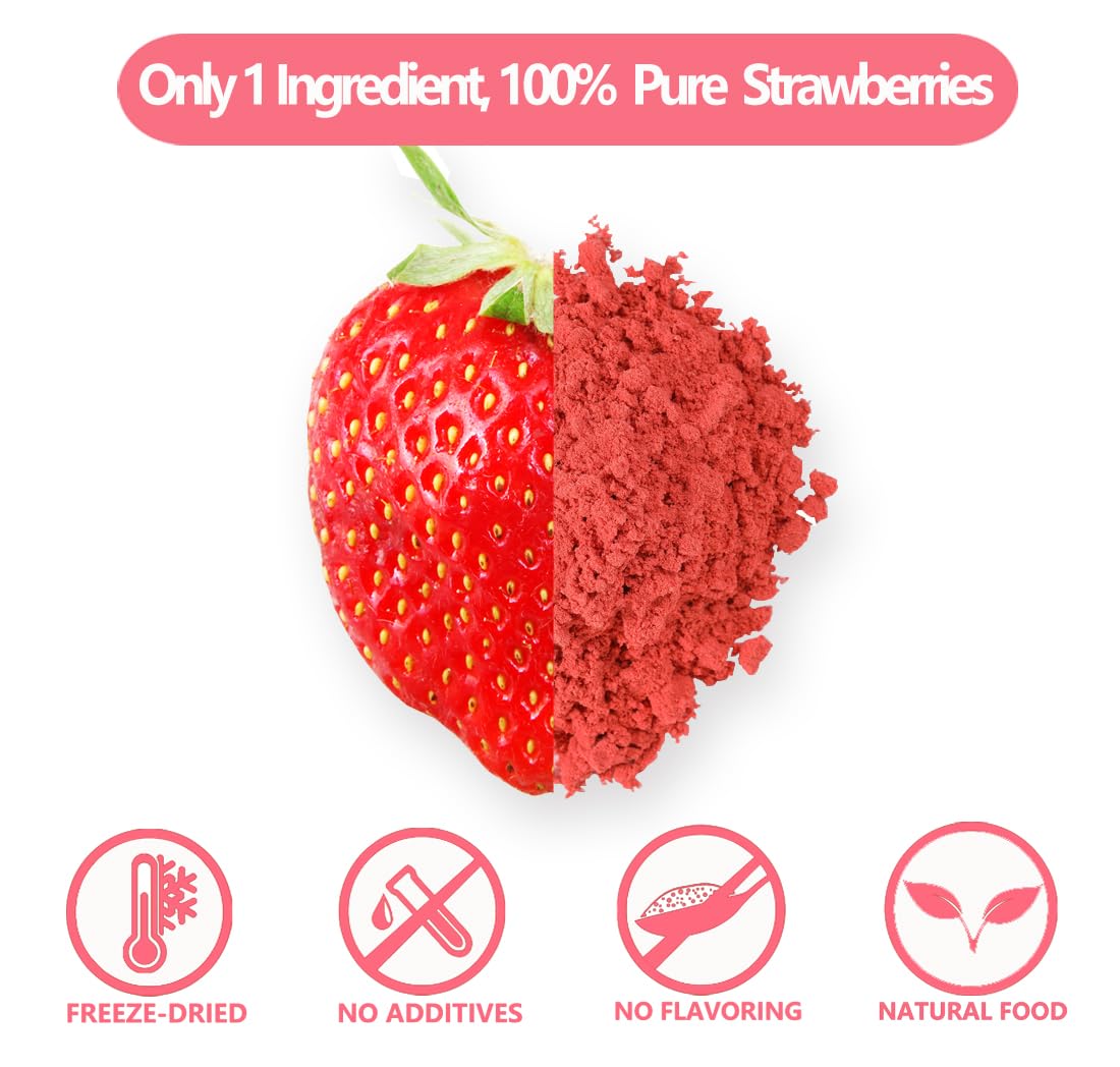 Premium Freeze Dried Strawberry Powder 1LB /453g, 1 Ingredient,No Sugar Added,100% Natural Strawberry Powder for Baking,No Additives.