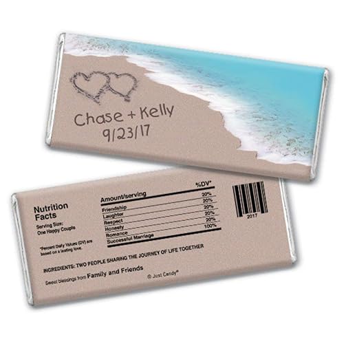 Personalized Wedding Beach Themed Favors Chocolate Bars (12 Pack) - Candy Included