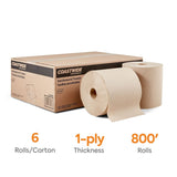 Coastwide Professional Recycled Hardwound Paper Towels, 1-Ply, 800 ft./Roll, 6 Rolls/Carton