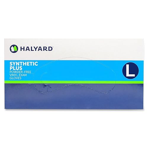 Halyard 55033 Powder-Free Exam Gloves, Non-Latex, Large, 100/BX, Clear