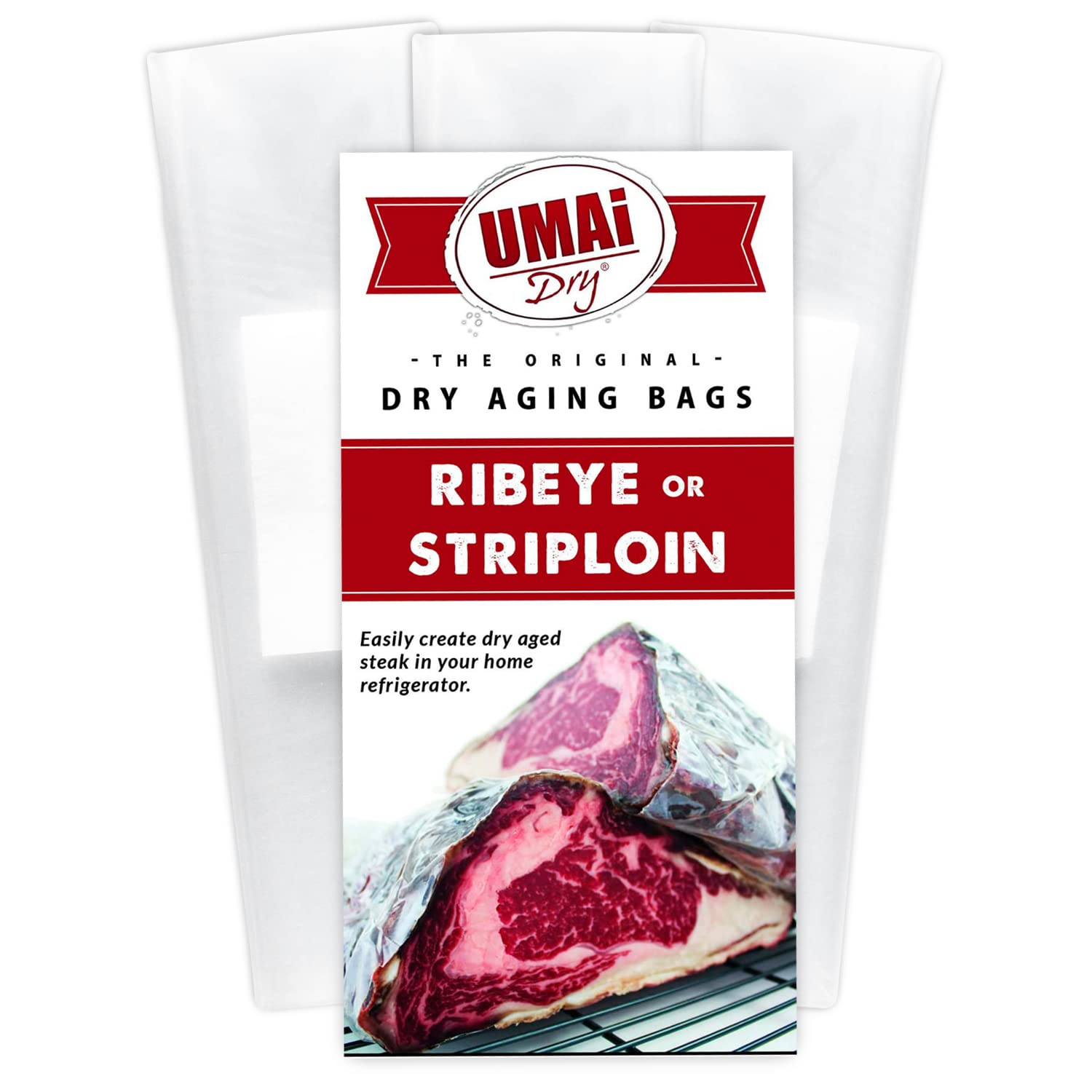 UMAi Dry Aging Bag for Steaks, Pack of 3, Dry Age Bags for Meat, Ribeye & Striploin Steak up to 12-18 lbs, Home Steak Ager Refrigerator Bags, No