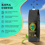 Hawaiian Kona Coffee Whole Bean - 16 oz, Kona Gold Coffee by Kona Gold Rum Co. - Freshly Roasted Medium/Dark Roast Extra Fancy - 100% Kona Coffee |