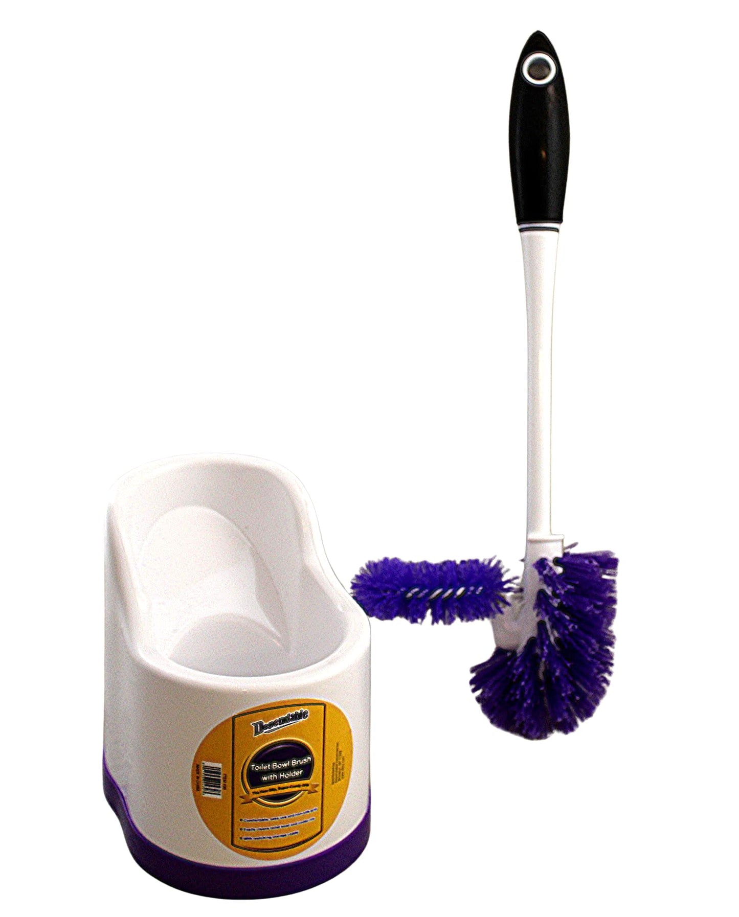 Toilet Brush and Holder Set with Under Rim Cleaner - Compact Bathroom Cleaning Brush with Stiff Bristles and Hygienic Plastic Stand - Deep Cleaning