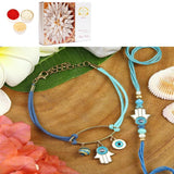 Ghasitaram Gifts Jaiccha Rakhi for Brother Rakhis Online - BRS25-029-Evil Eye Bracelet & Rakhi Set- Bhaiya Bhabhi Rakhis with 400 gms of Kaju katli