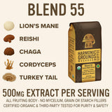 Harmonic Grounds Swiss Water Decaf | Organic Medium Roast Ground Coffee with Functional Mushrooms | Lion’s Mane, Reishi, Chaga, Cordyceps, Turkey Tail