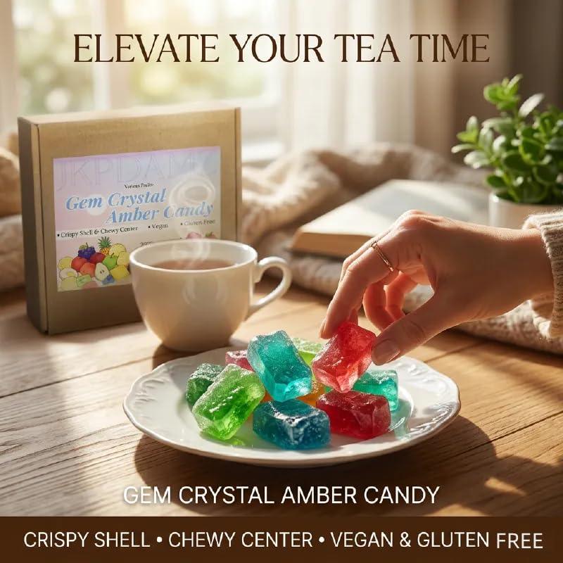 Japanese Crystal Candy Gems - 20 pieces per box | Crunchy Shell, Chewy Center | Assorted Fruit Flavors, Individually Wrapped