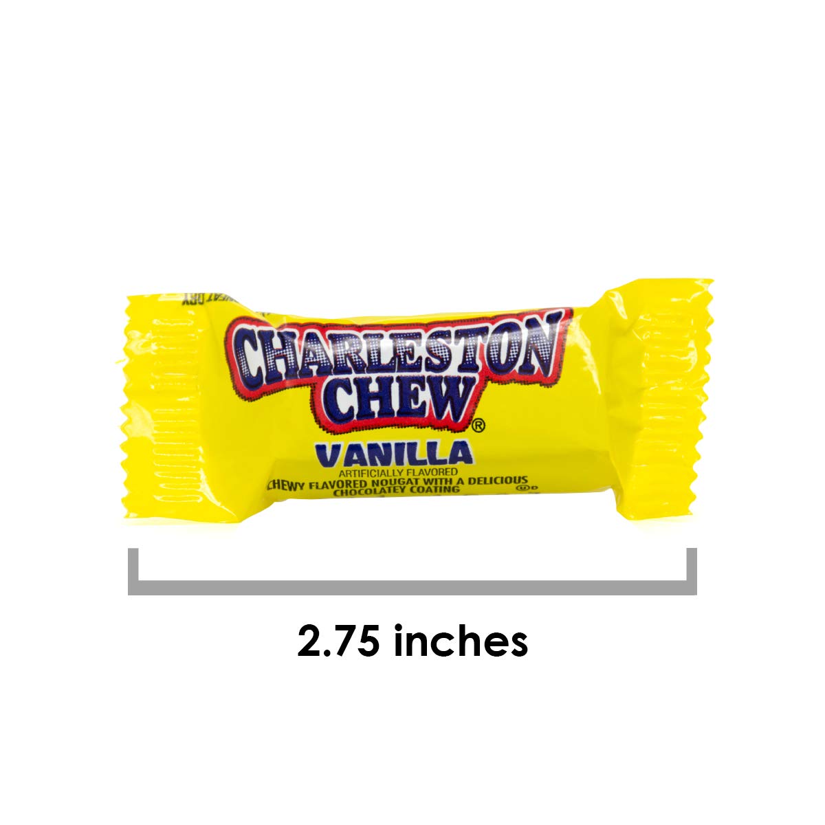 Charleston Chew Chocolate Coated Chewy Nougat Bars - Peanut Free, Gluten Free - Individually Wrapped Old Fashioned Chocolate Candy - Vanilla, .25 Oz