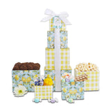 Alder Creek Gift Baskets Sweet Sunshine Tower with Cookies, Popcorn and More For Spring, Mother's day, Birthday, Thank You, and Summer