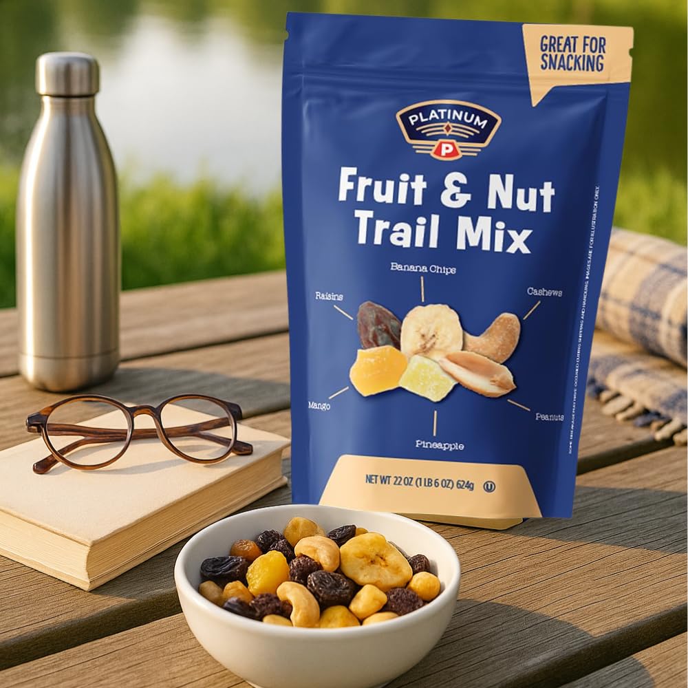 Platinum - Fruit and Nut Trail Mix - 22 oz Resealable Bag | Banana Chips, Raisins, Mango, Pineapple, Cashews & Peanuts | Healthy Snack Mix