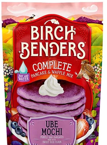 Birch Benders Ube Mochi Pancake & Waffle Mix | 40 oz Bag | Gluten Free, Purple Yam Flavor, Fluffy & Chewy Texture