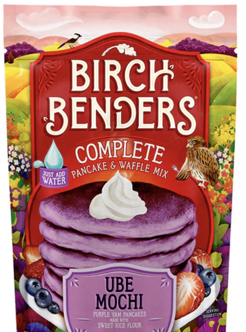 Birch Benders Ube Mochi Pancake & Waffle Mix | 40 oz Bag | Gluten Free, Purple Yam Flavor, Fluffy & Chewy Texture