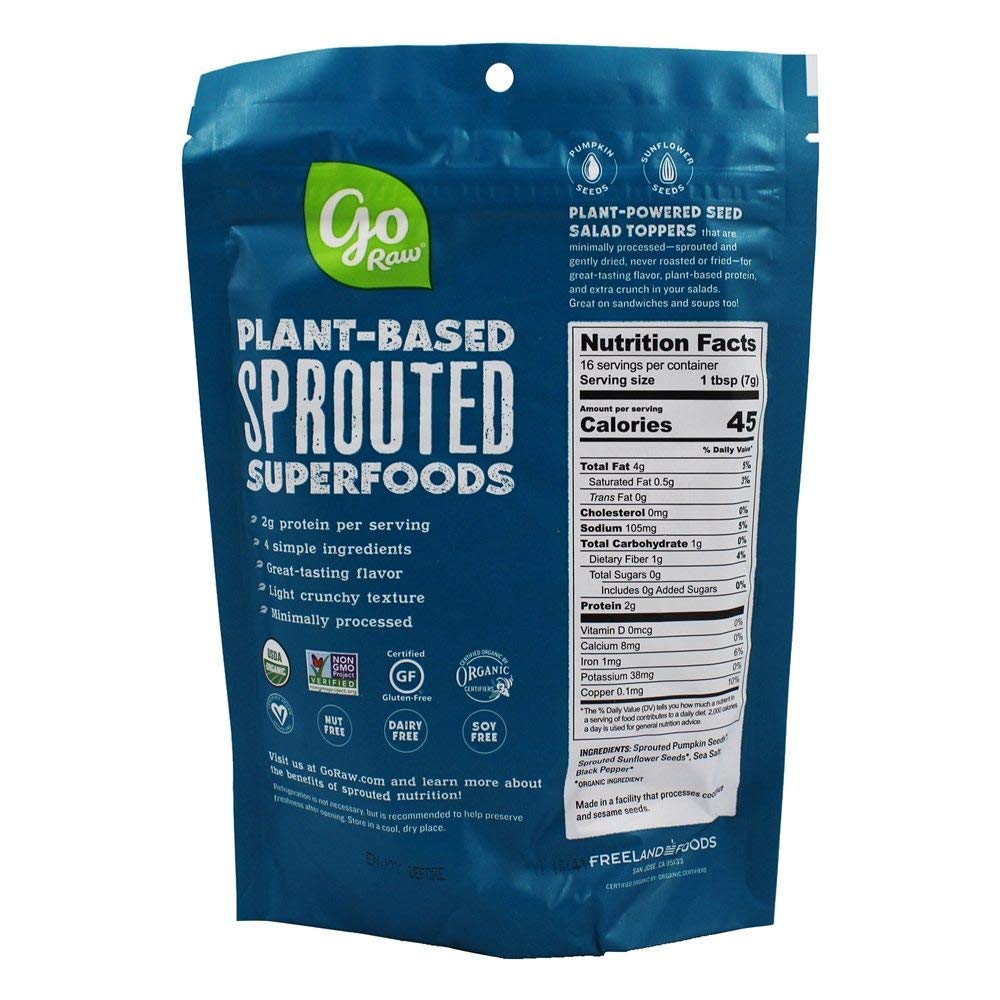 Go Raw Organic Sprouted Sea Salt & Cracked Pepper Salad Toppers, 4 oz, 6 Pack, Pumpkin & Sunflower Seeds, Keto, Kosher